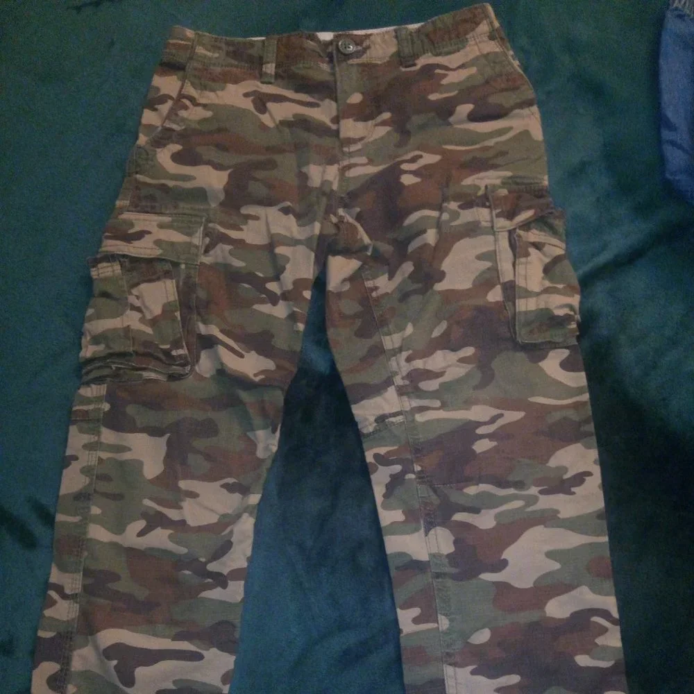 Gap Kids Green Camo Cargo Pants & Blue Denim Jogger Jeans Sz 10 - 2 Pair